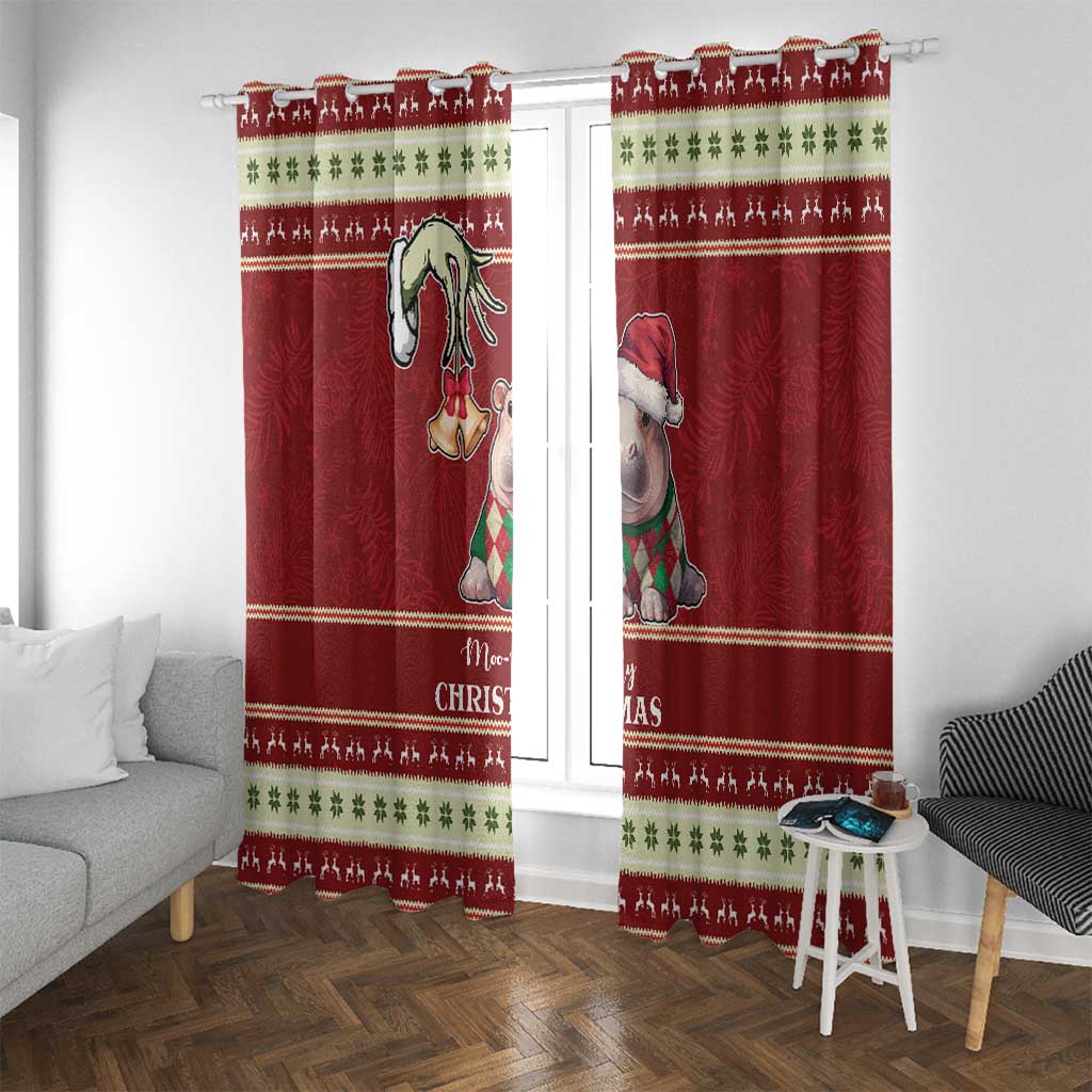 Moo Deng Moo-Ry Christmas Window Curtain Santa Baby Pygmy Hippo - Wonder Print Shop