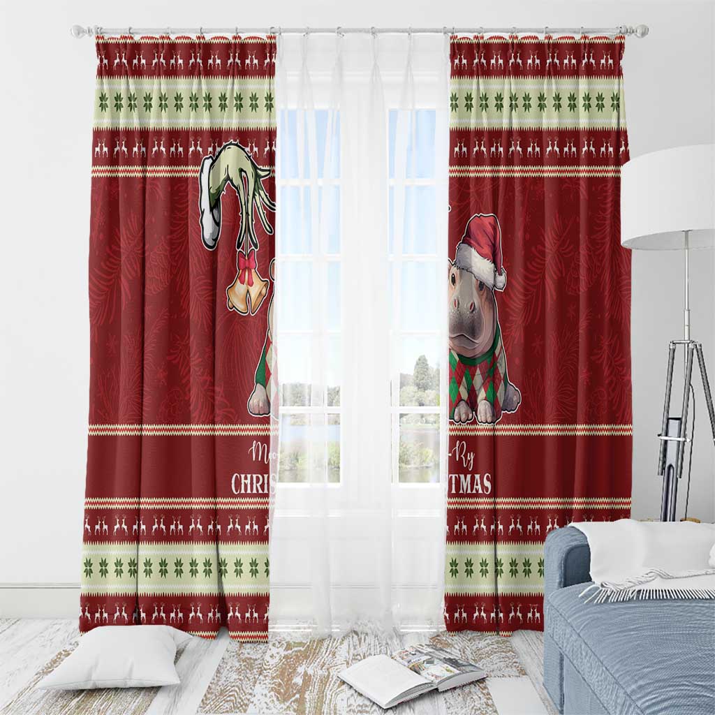 Moo Deng Moo-Ry Christmas Window Curtain Santa Baby Pygmy Hippo - Wonder Print Shop