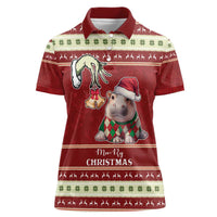 Moo Deng Moo-Ry Christmas Women Polo Shirt Santa Baby Pygmy Hippo - Wonder Print Shop
