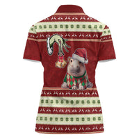 Moo Deng Moo-Ry Christmas Women Polo Shirt Santa Baby Pygmy Hippo - Wonder Print Shop