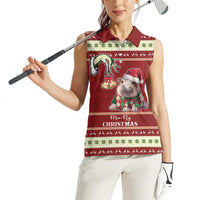 Moo Deng Moo-Ry Christmas Women Sleeveless Polo Shirt Santa Baby Pygmy Hippo - Wonder Print Shop