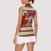 Moo Deng Moo-Ry Christmas Women Sleeveless Polo Shirt Santa Baby Pygmy Hippo - Wonder Print Shop