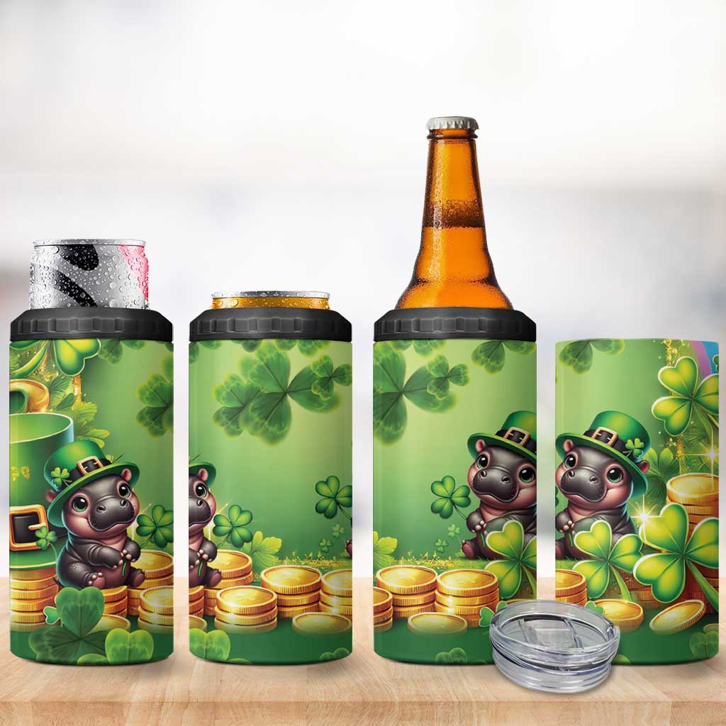 Leprechaun Moo Deng St Patricks Day 4 in 1 Can Cooler Tumbler LT9 - Wonder Print Shop