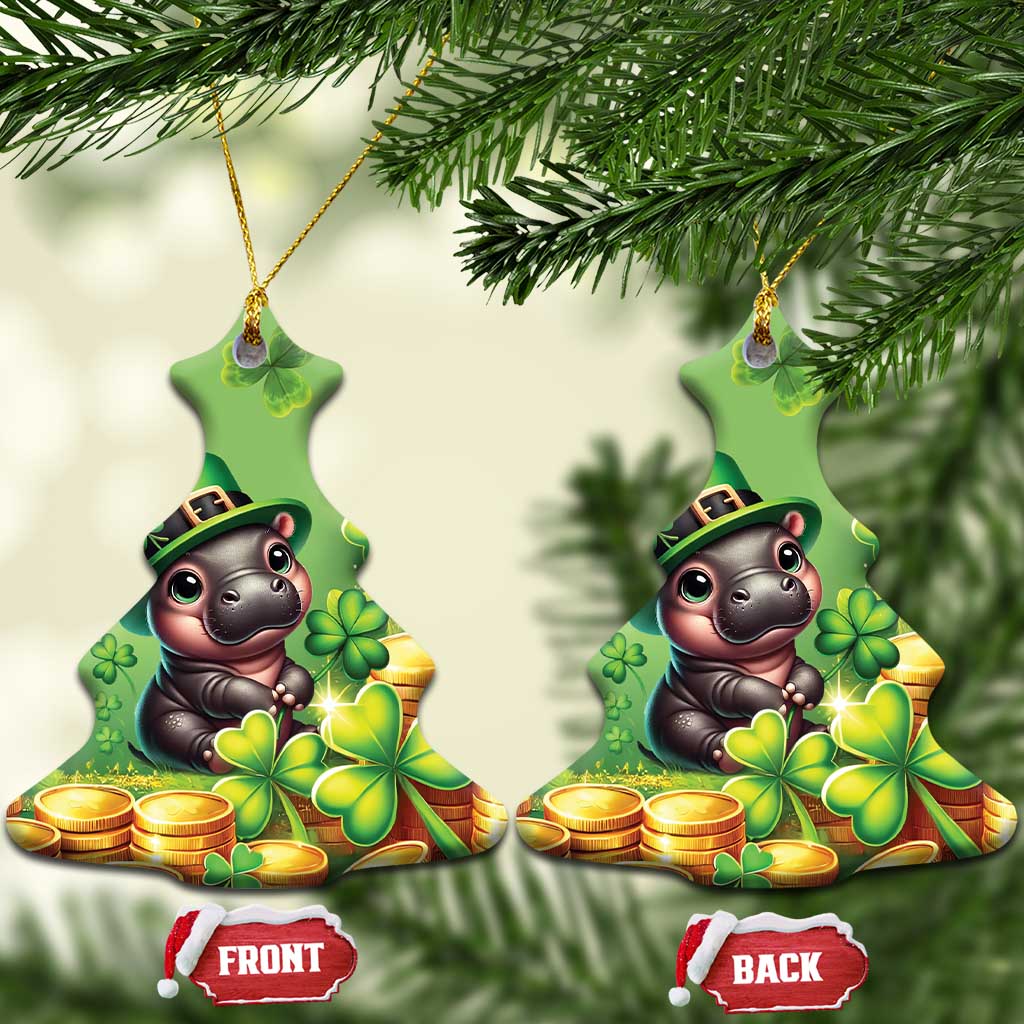 Leprechaun Moo Deng St Patricks Day Ceramic Ornament LT9 - Wonder Print Shop