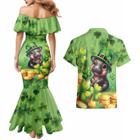 Leprechaun Moo Deng St Patricks Day Couples Matching Mermaid Dress and Hawaiian Shirt LT9 - Wonder Print Shop
