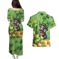 Leprechaun Moo Deng St Patricks Day Couples Matching Puletasi and Hawaiian Shirt LT9 - Wonder Print Shop
