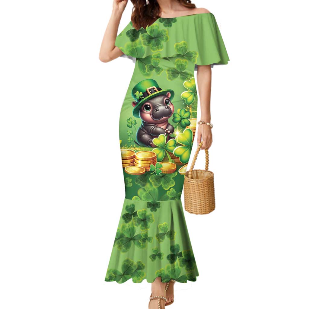 Leprechaun Moo Deng St Patricks Day Family Matching Mermaid Dress and Hawaiian Shirt LT9 - Wonder Print Shop