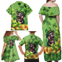 Leprechaun Moo Deng St Patricks Day Family Matching Off Shoulder Maxi Dress and Hawaiian Shirt LT9 - Wonder Print Shop