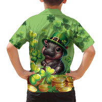 Leprechaun Moo Deng St Patricks Day Family Matching Off Shoulder Short Dress and Hawaiian Shirt LT9 - Wonder Print Shop