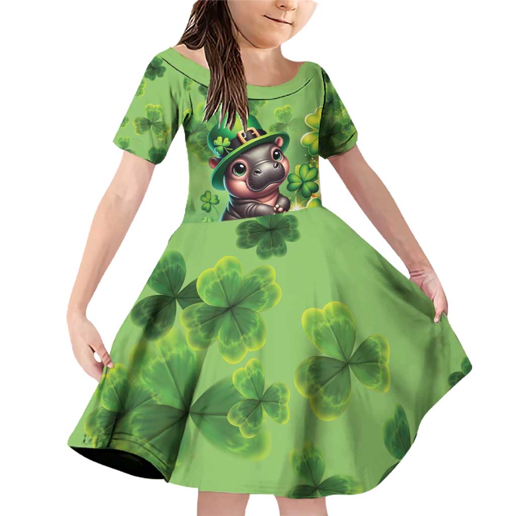 Leprechaun Moo Deng St Patricks Day Family Matching Off Shoulder Short Dress and Hawaiian Shirt LT9 - Wonder Print Shop