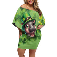 Leprechaun Moo Deng St Patricks Day Family Matching Off Shoulder Short Dress and Hawaiian Shirt LT9 - Wonder Print Shop