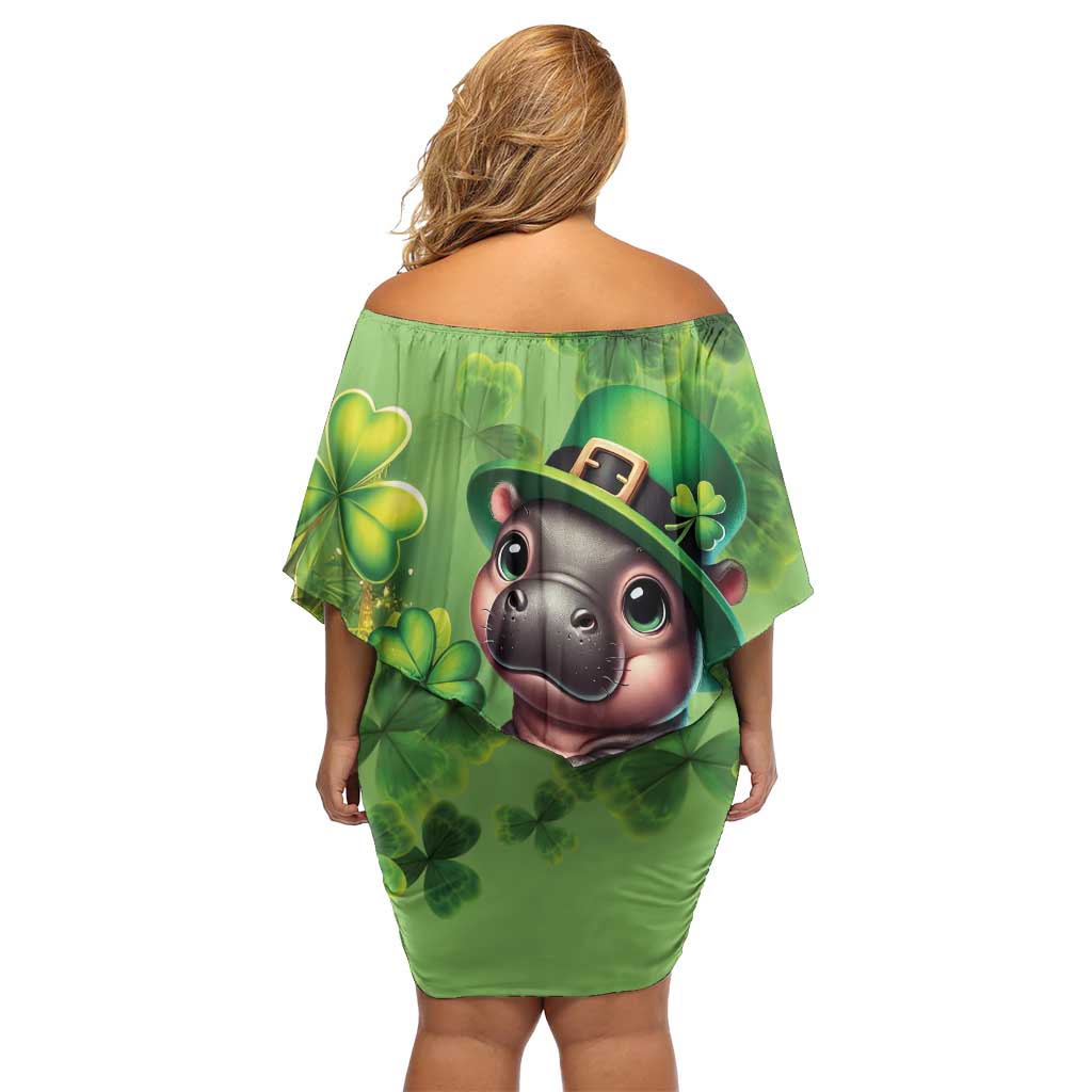 Leprechaun Moo Deng St Patricks Day Family Matching Off Shoulder Short Dress and Hawaiian Shirt LT9 - Wonder Print Shop