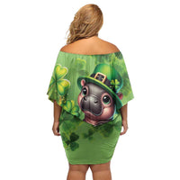 Leprechaun Moo Deng St Patricks Day Family Matching Off Shoulder Short Dress and Hawaiian Shirt LT9 - Wonder Print Shop