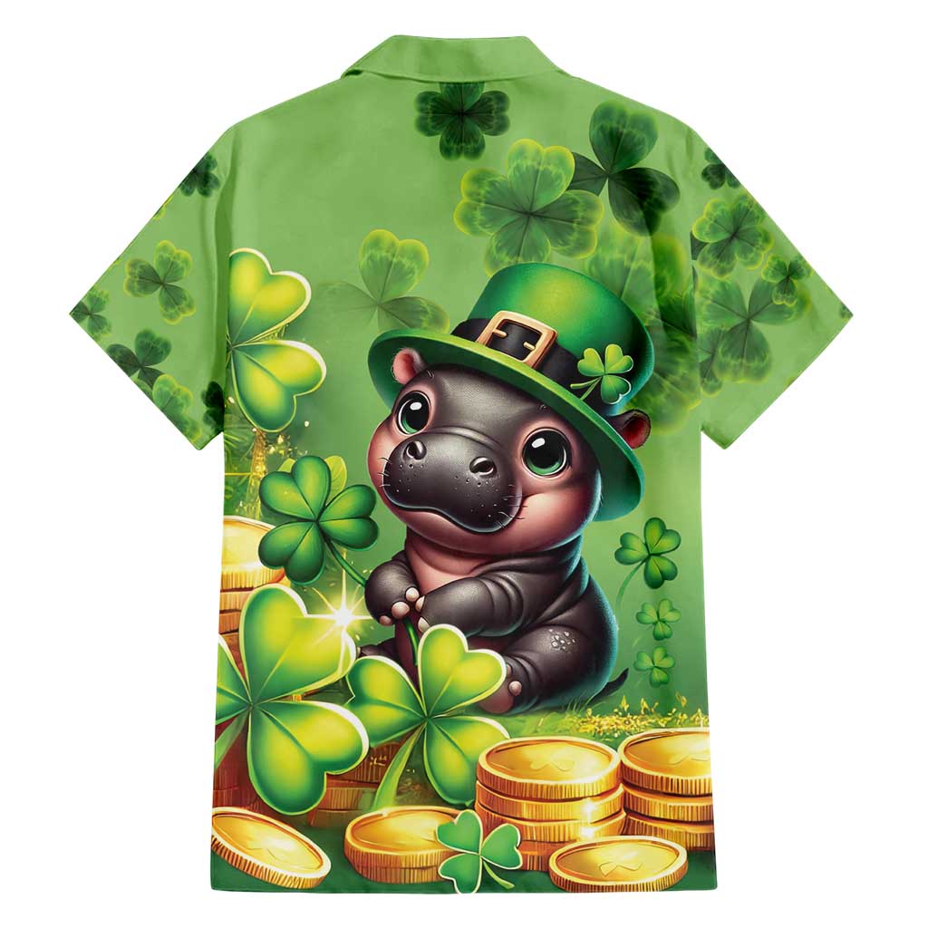 Leprechaun Moo Deng St Patricks Day Family Matching Short Sleeve Bodycon Dress and Hawaiian Shirt - Wonder Print Shop
