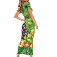 Leprechaun Moo Deng St Patricks Day Family Matching Short Sleeve Bodycon Dress and Hawaiian Shirt - Wonder Print Shop