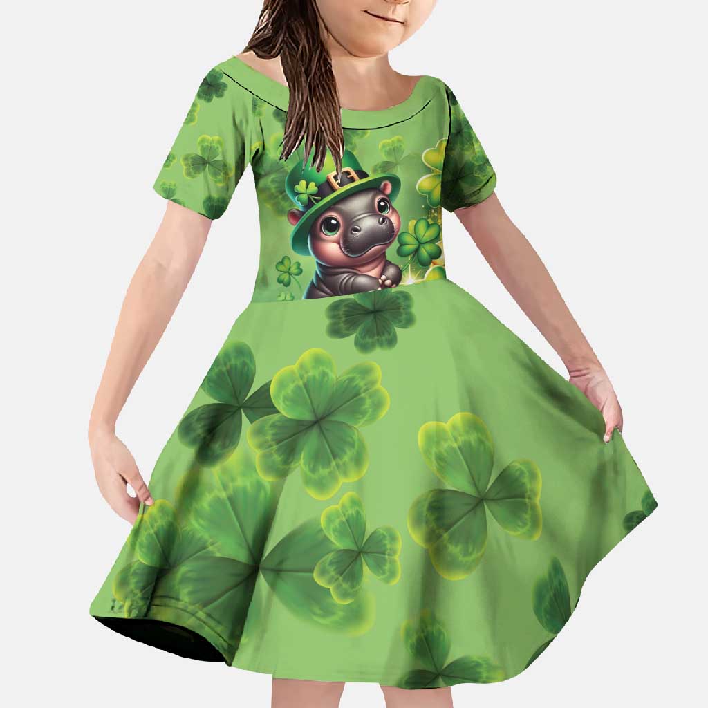 Leprechaun Moo Deng St Patricks Day Family Matching Summer Maxi Dress and Hawaiian Shirt - Wonder Print Shop
