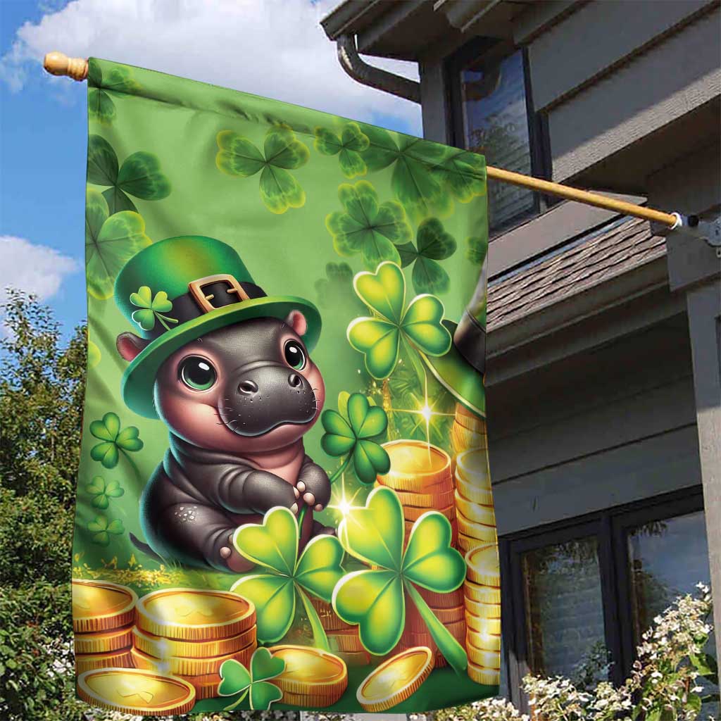 Leprechaun Moo Deng St Patricks Day Garden Flag - Wonder Print Shop