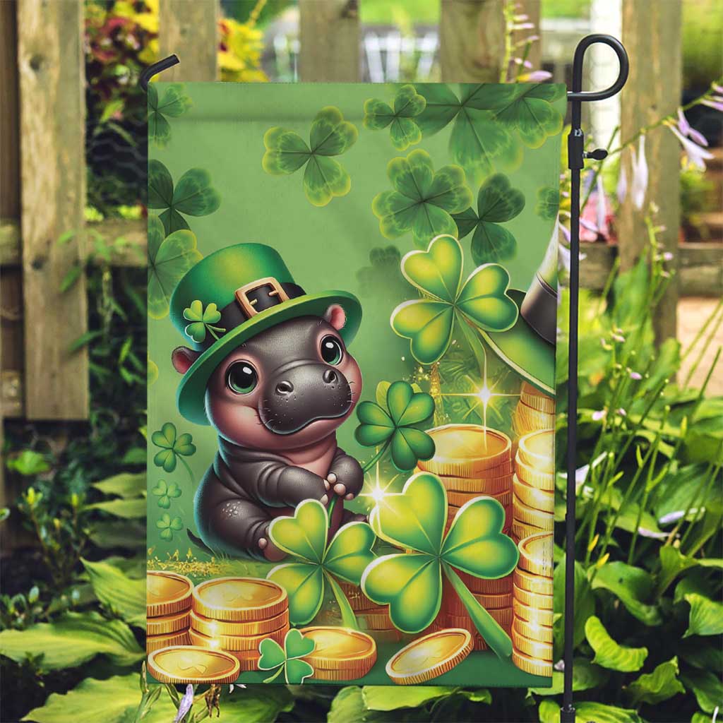 Leprechaun Moo Deng St Patricks Day Garden Flag - Wonder Print Shop