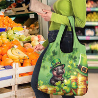 Leprechaun Moo Deng St Patricks Day Grocery Bag