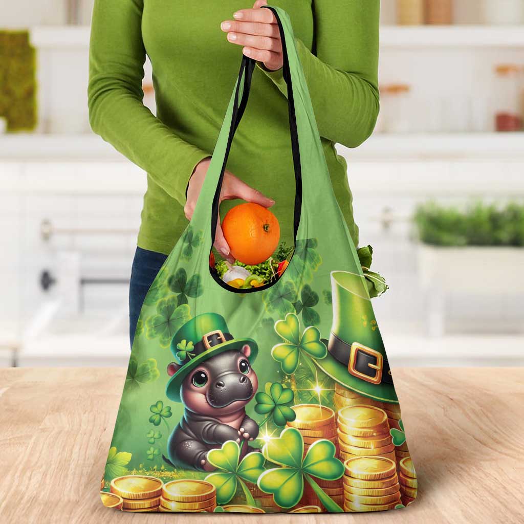 Leprechaun Moo Deng St Patricks Day Grocery Bag