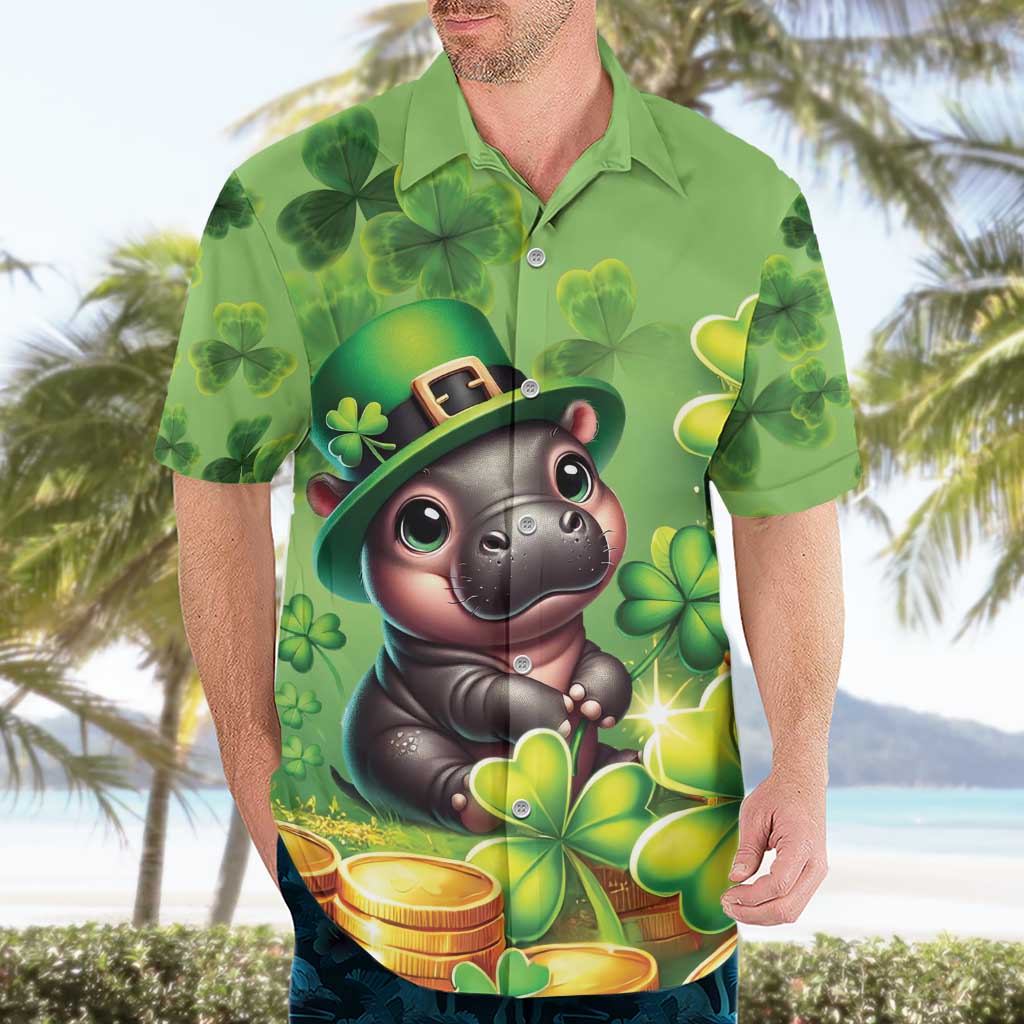 Leprechaun Moo Deng St Patricks Day Hawaiian Shirt - Wonder Print Shop