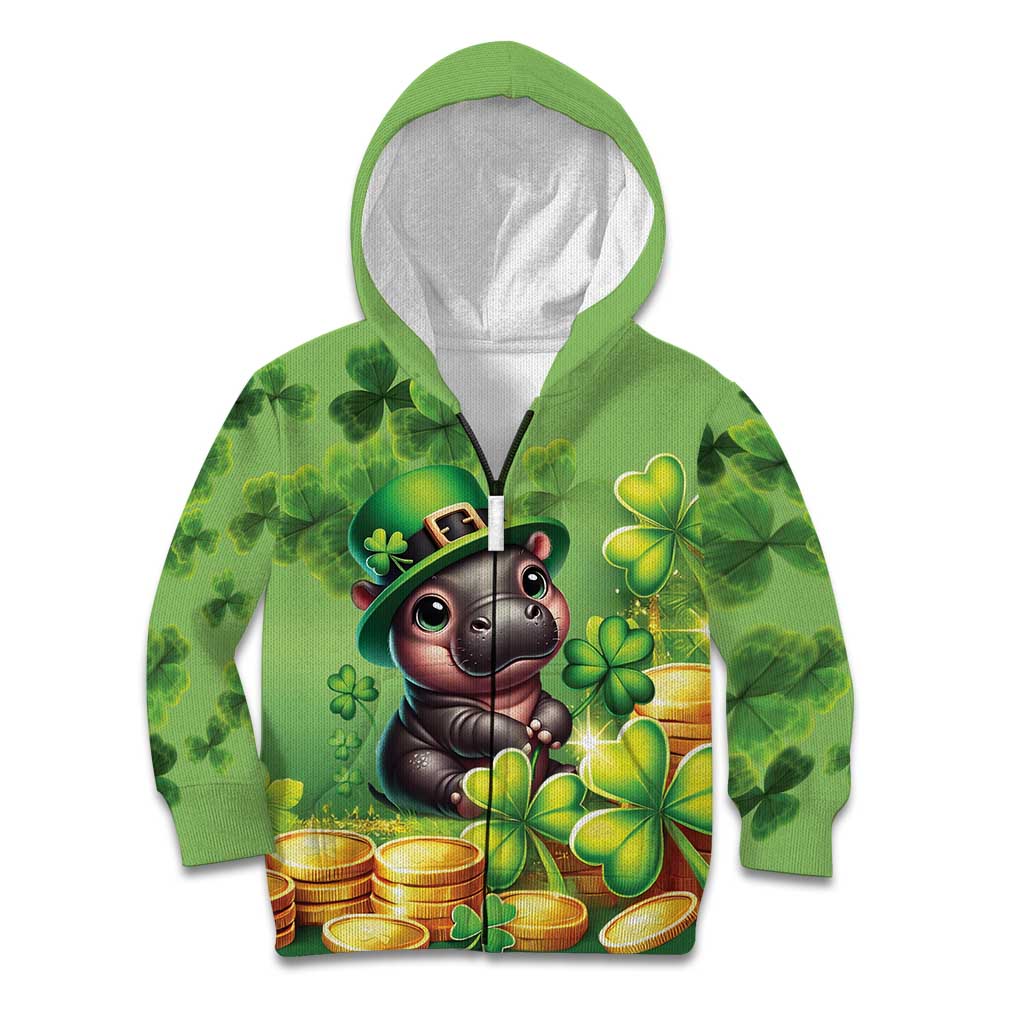 Leprechaun Moo Deng St Patricks Day Kid Hoodie - Wonder Print Shop