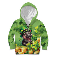 Leprechaun Moo Deng St Patricks Day Kid Hoodie - Wonder Print Shop