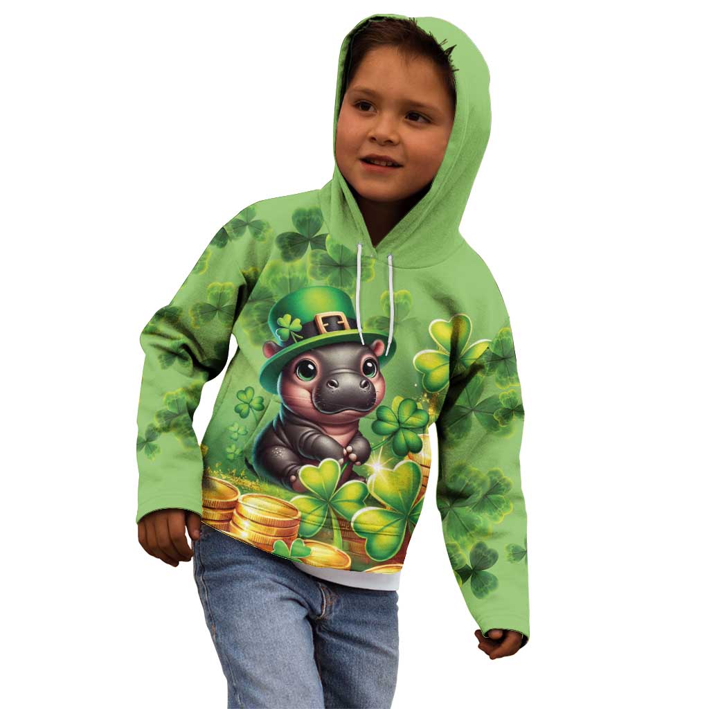 Leprechaun Moo Deng St Patricks Day Kid Hoodie - Wonder Print Shop