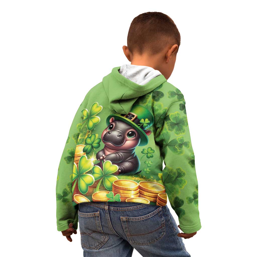 Leprechaun Moo Deng St Patricks Day Kid Hoodie - Wonder Print Shop