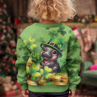 Leprechaun Moo Deng St Patricks Day Kid Ugly Christmas Sweater - Wonder Print Shop