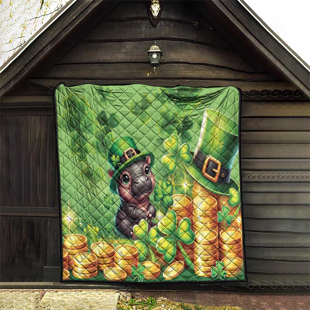 Leprechaun Moo Deng St Patricks Day Quilt - Wonder Print Shop