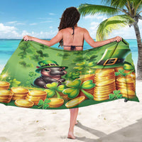 Leprechaun Moo Deng St Patricks Day Sarong - Wonder Print Shop