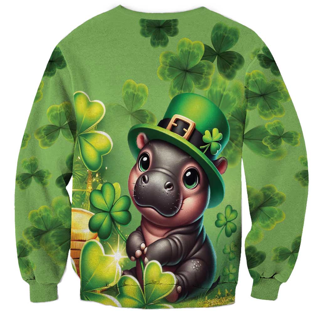 Leprechaun Moo Deng St Patricks Day Sweatshirt - Wonder Print Shop
