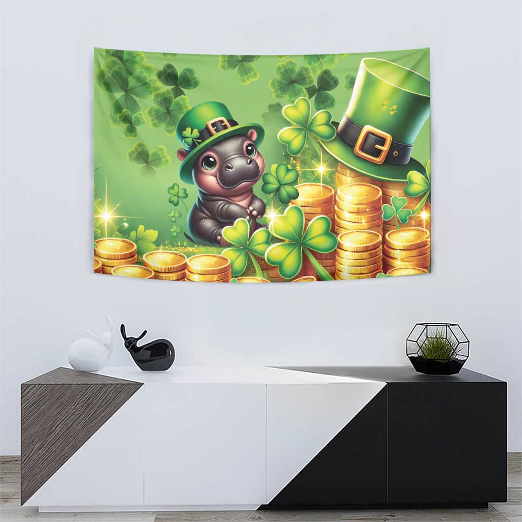 Leprechaun Moo Deng St Patricks Day Tapestry - Wonder Print Shop