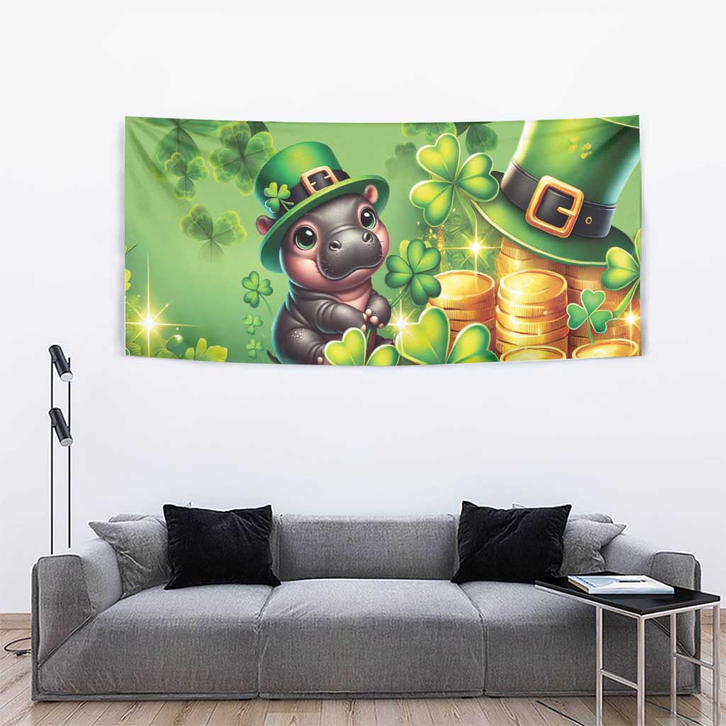 Leprechaun Moo Deng St Patricks Day Tapestry - Wonder Print Shop