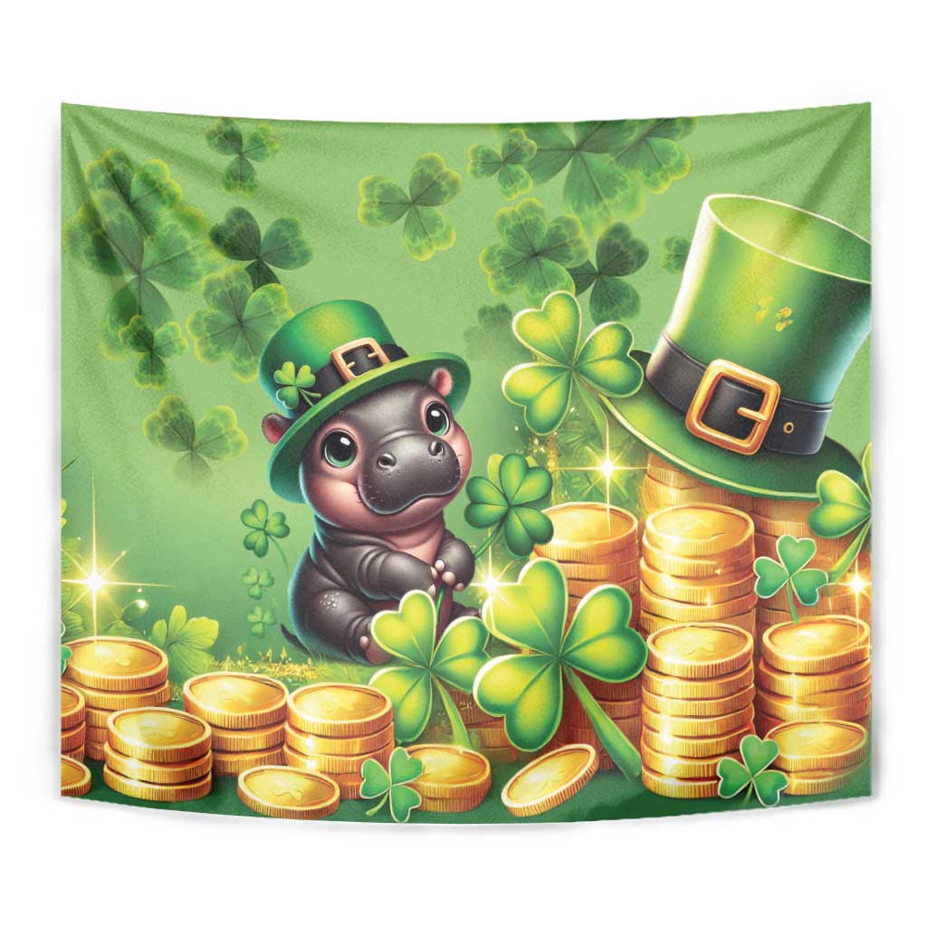 Leprechaun Moo Deng St Patricks Day Tapestry - Wonder Print Shop
