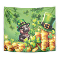 Leprechaun Moo Deng St Patricks Day Tapestry - Wonder Print Shop