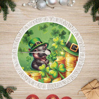 Leprechaun Moo Deng St Patricks Day Tree Skirt - Wonder Print Shop