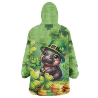 Leprechaun Moo Deng St Patricks Day Wearable Blanket Hoodie - Wonder Print Shop