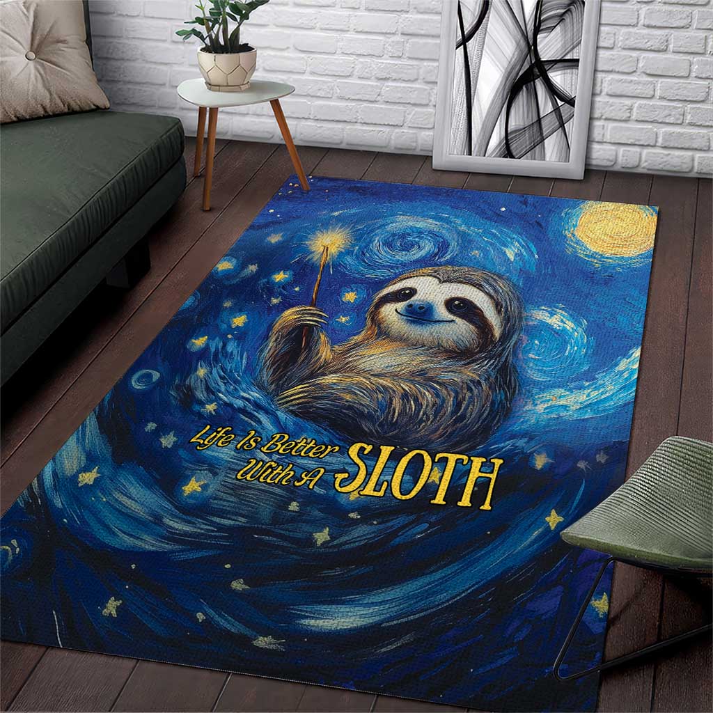 Sloth Life Is The Best Life Area Rug with Starry Night Sky LT9 - Wonder Print Shop