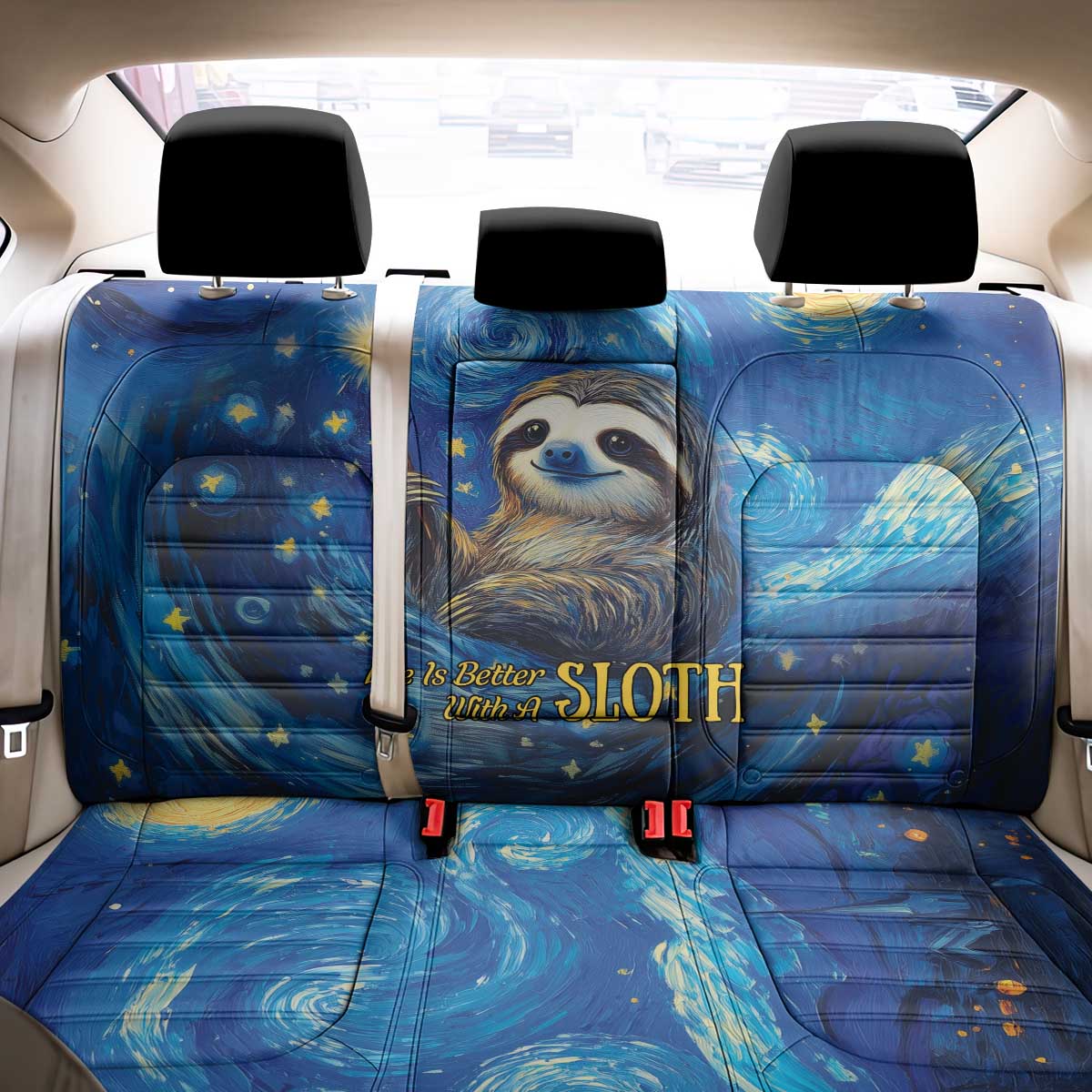 Sloth Life Is The Best Life Back Car Seat Cover with Starry Night Sky LT9 - Wonder Print Shop