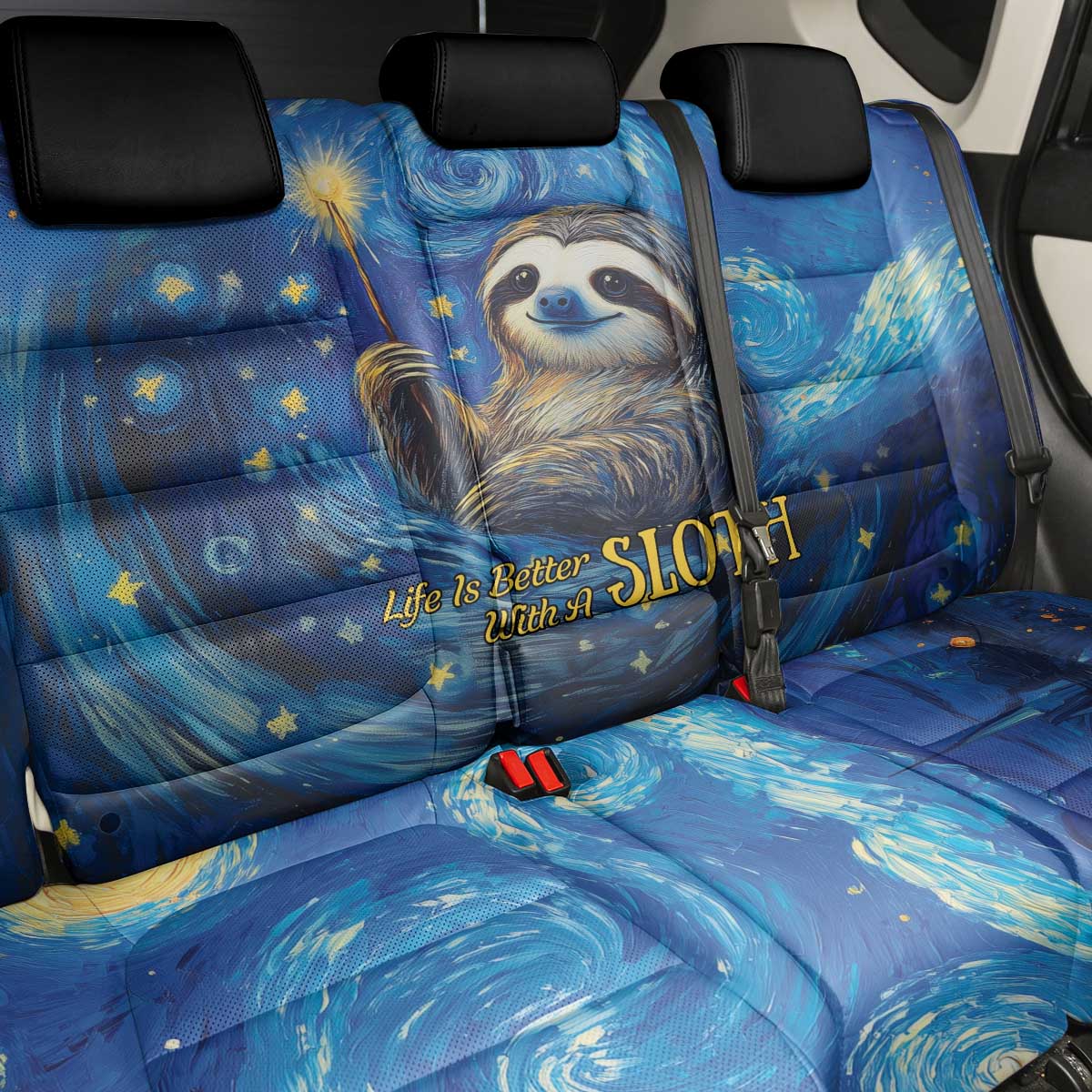 Sloth Life Is The Best Life Back Car Seat Cover with Starry Night Sky LT9 - Wonder Print Shop