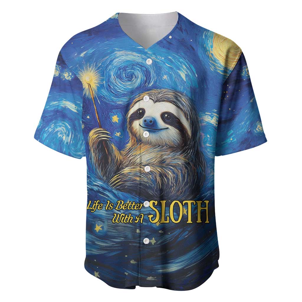 Sloth Life Is The Best Life Baseball Jersey with Starry Night Sky LT9 - Wonder Print Shop