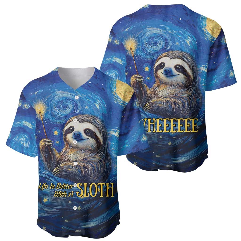 Sloth Life Is The Best Life Baseball Jersey with Starry Night Sky LT9 - Wonder Print Shop