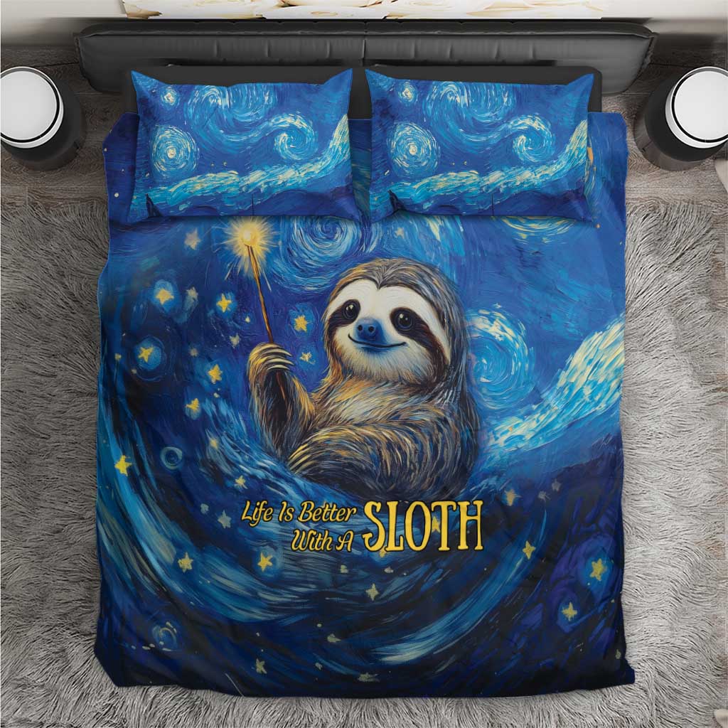 Sloth Life Is The Best Life Bedding Set with Starry Night Sky LT9 - Wonder Print Shop