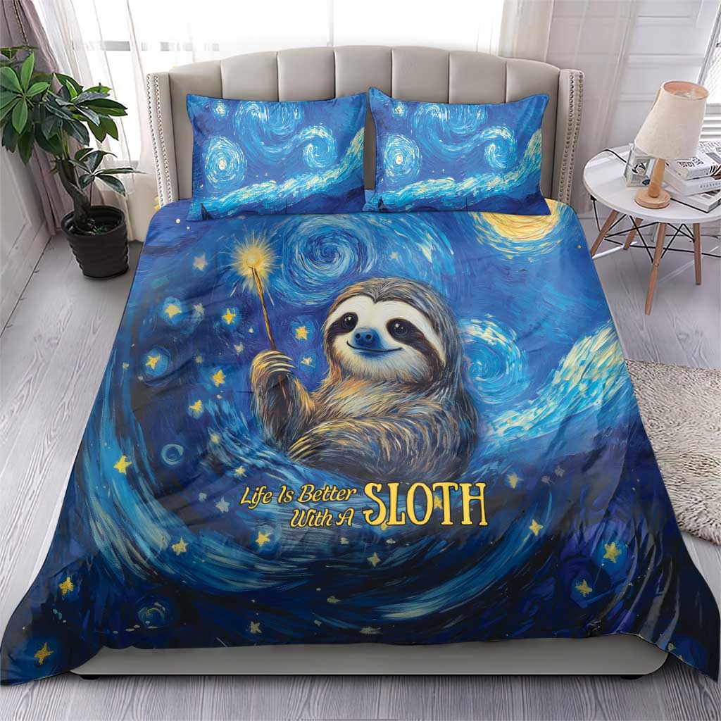 Sloth Life Is The Best Life Bedding Set with Starry Night Sky LT9 - Wonder Print Shop