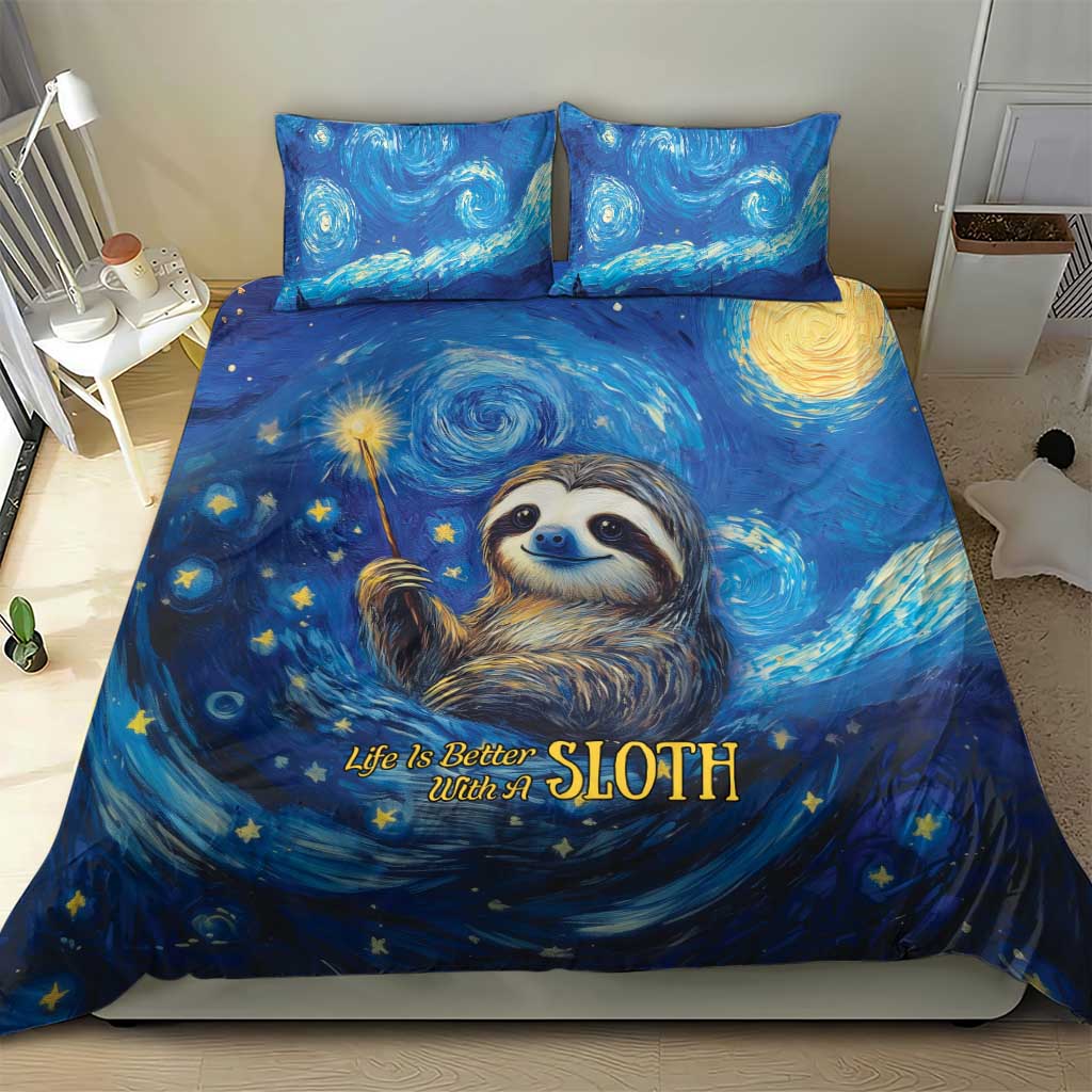 Sloth Life Is The Best Life Bedding Set with Starry Night Sky LT9 - Wonder Print Shop