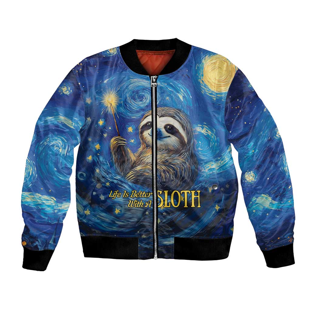 Sloth Life Is The Best Life Bomber Jacket with Starry Night Sky LT9 - Wonder Print Shop