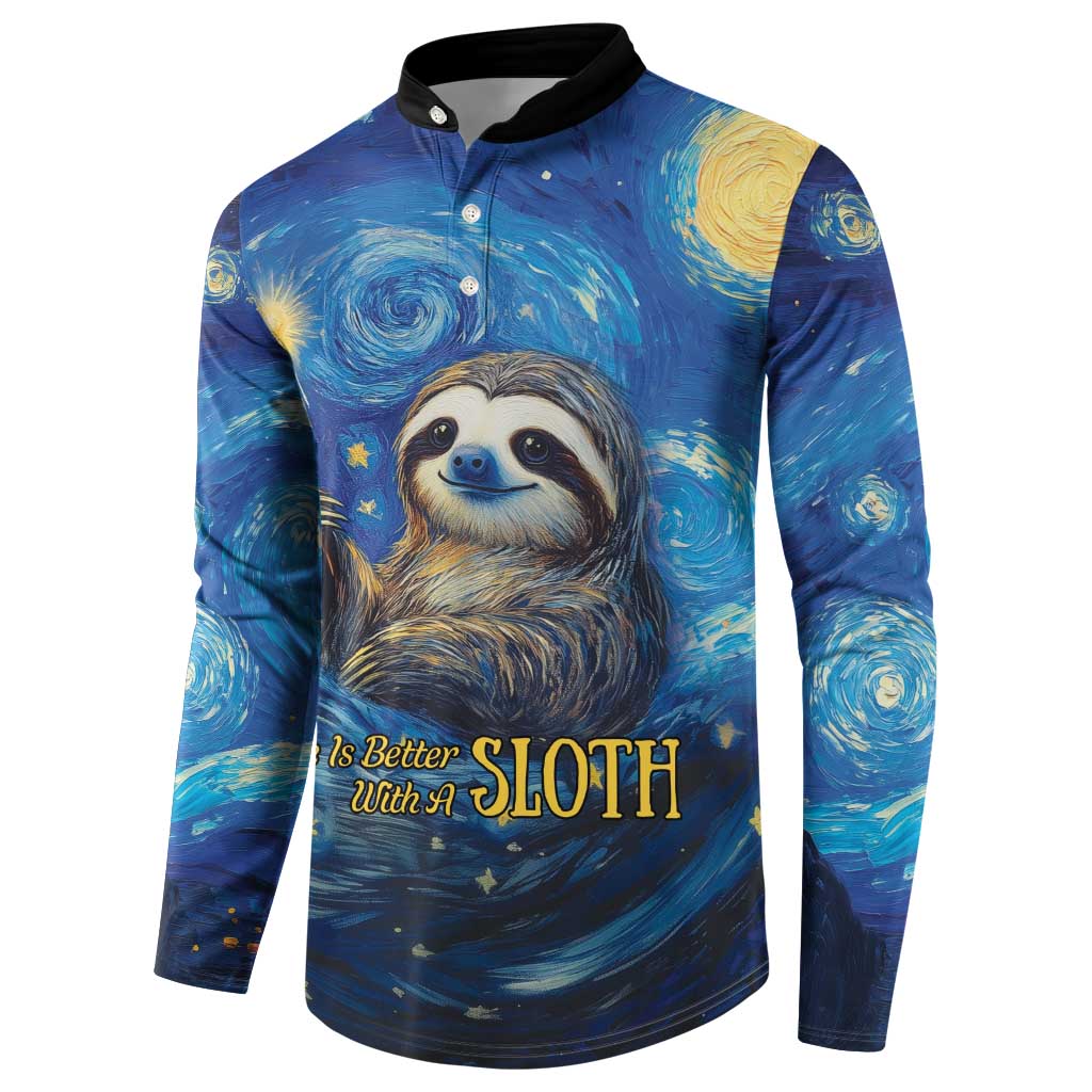 Sloth Life Is The Best Life Button Sweatshirt with Starry Night Sky LT9 - Wonder Print Shop