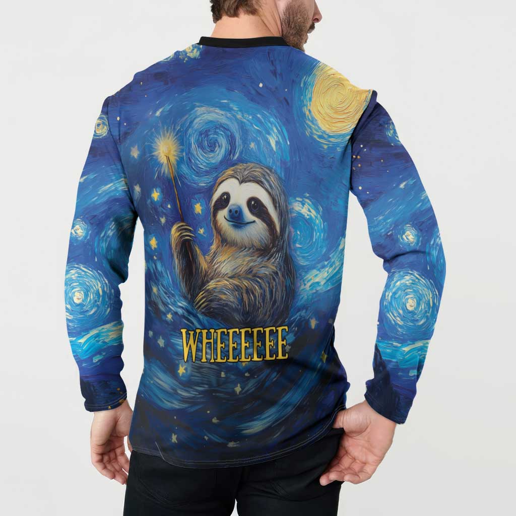 Sloth Life Is The Best Life Button Sweatshirt with Starry Night Sky LT9 - Wonder Print Shop
